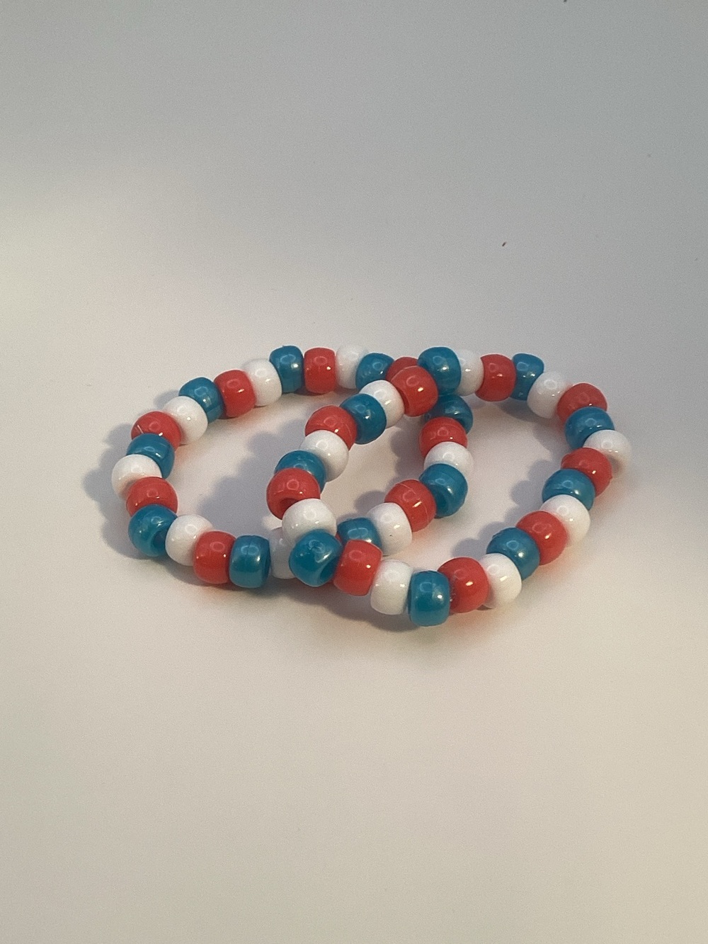 Kids Beaded Stretch Bracelets - Red White Blue